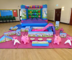 Gold Unicorn Soft Play Package With Bouncy Castle